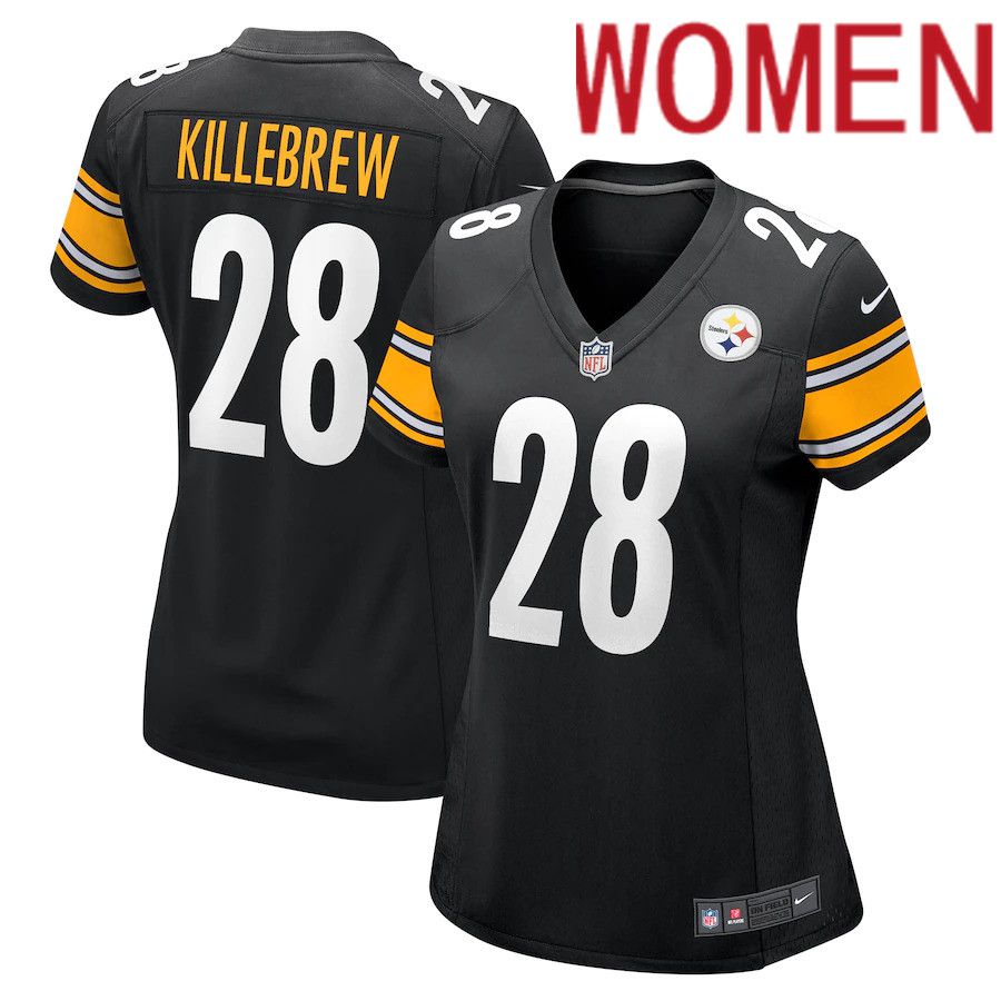 Women Pittsburgh Steelers #28 Miles Killebrew Nike Black Game NFL Jersey->women nfl jersey->Women Jersey